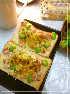 椎茸の軸×ベーコンのカレー風味トースト-レシピのメイン写真