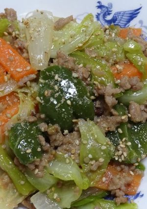 豚ひきと野菜のごま炒め-レシピのメイン写真