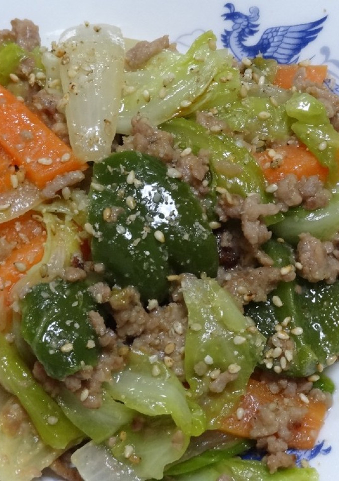 豚ひきと野菜のごま炒め-レシピのメイン写真