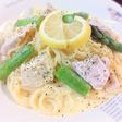 蒸鶏とアスパラのレモンクリームパスタ♡*