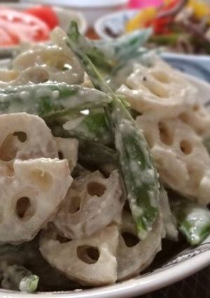 レンジで蓮根とスナップえんどうのマヨ和え-レシピのメイン写真