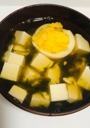 ゆで卵入りのあおさのお吸い物-レシピのメイン写真