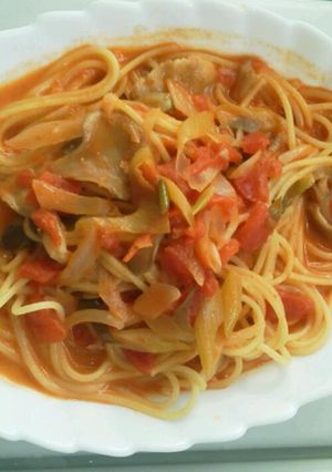 豚肉と長ネギのトマトクリームパスタ-レシピのメイン写真