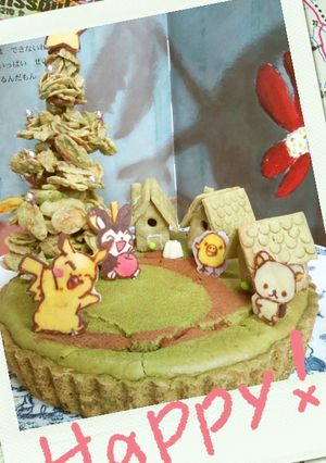 キャラデコ抹茶チーズタルト*ポケモン-レシピのメイン写真