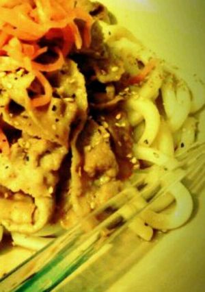 生姜焼きのっけうどん-レシピのメイン写真