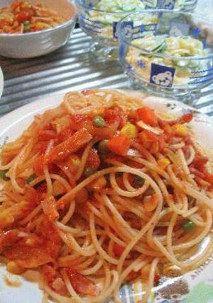 トマトソースでスパゲティ♪-レシピのメイン写真