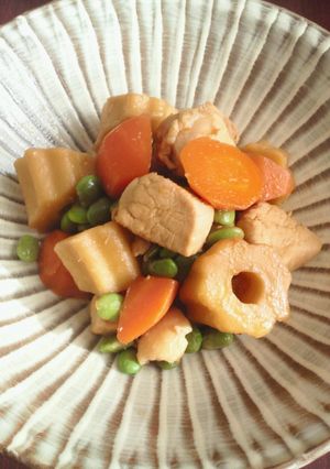 鶏肉ちくわぶ残り野菜のゴマ油甘煮-レシピのメイン写真