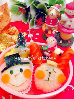 キャラ弁*クリスマス*雪だるま♫トナカイ-レシピのメイン写真