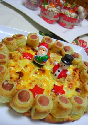 市販品でクリスマスウインナーピザ-レシピのメイン写真