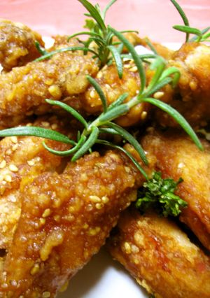 奪い合いの赤と白の甘辛チキンバー-レシピのメイン写真