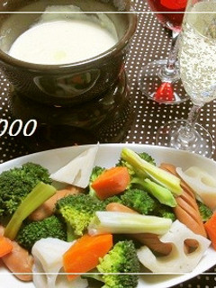 レンチン☆温野菜と和風チーズフォンデュ-レシピのメイン写真