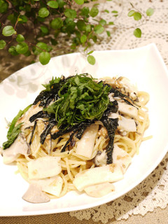 ランチに♪ 茸と塩昆布の梅マヨパスタ-レシピのメイン写真