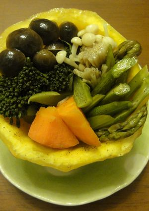 レンジで簡単カボチャ蒸野菜ポット-レシピのメイン写真