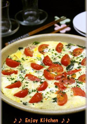 ほうれん草とトマトチーズの洋風卵とじ-レシピのメイン写真