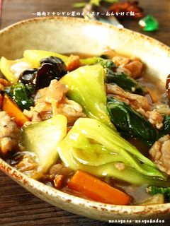 ■豚肉と青梗菜のオイスターあんかけご飯■-レシピのメイン写真