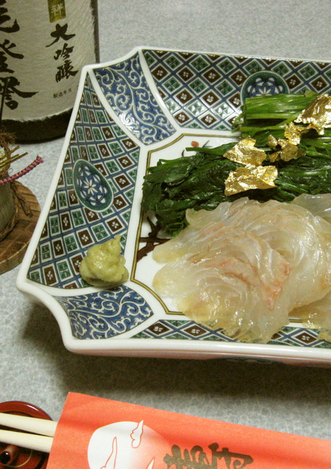 金沢のもてなし料理、芹とヒラメの昆布締め-レシピのメイン写真