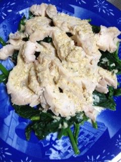 蒸し鶏とほうれん草-レシピのメイン写真