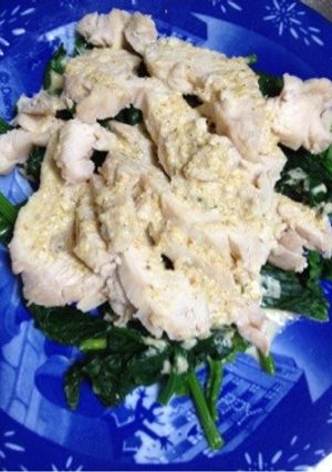 蒸し鶏とほうれん草-レシピのメイン写真