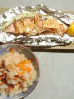 炊飯器de鮭のホイル焼き♪炊き込みご飯も-レシピのメイン写真