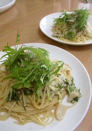 簡単☆水菜とホタテの和風パスタ-レシピのメイン写真