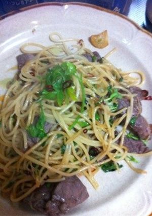 ステーキ入りペペロンチーノ-レシピのメイン写真