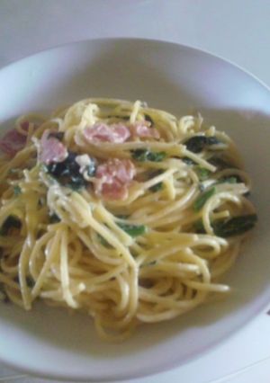 生ハムとほうれん草のクリームパスタ-レシピのメイン写真