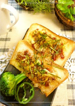鰹節のケチャマヨチーズトースト　生姜風味-レシピのメイン写真