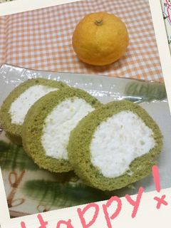 抹茶ロール*柚子と洋梨ムース-レシピのメイン写真