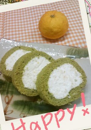抹茶ロール＊柚子と洋梨ムース-レシピのメイン写真