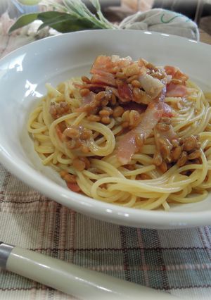 納豆みそバタースパゲッティー♡-レシピのメイン写真