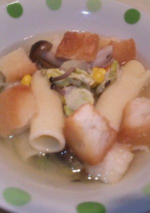 マカロニと打ち豆のコンソメスープ-レシピのメイン写真