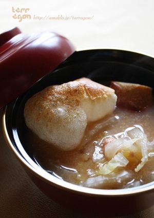 ぷちぷち明太子と白菜の味噌仕立て雑煮-レシピのメイン写真