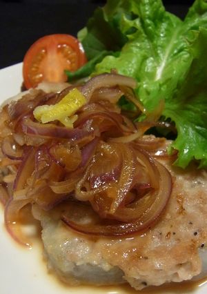 レンコンの鶏肉詰め　タマネギ柚子ソース-レシピのメイン写真