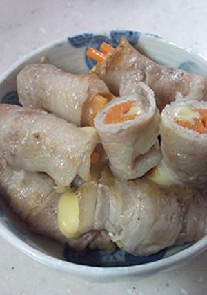 薄切り肉のスモークチーズと人参巻き-レシピのメイン写真