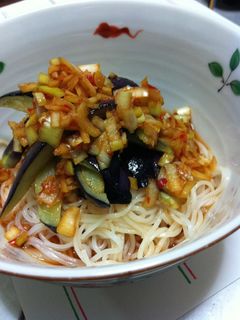 揚げナスのうま辛冷やしそうめん-レシピのメイン写真