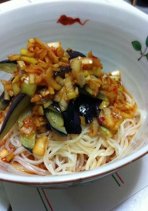 揚げナスのうま辛冷やしそうめん-レシピのメイン写真