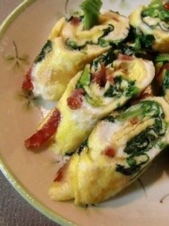 ほうれん草とサラミのリメイク卵焼き-レシピのメイン写真