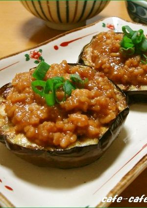 簡単お手軽~なすの肉味噌乗せ-レシピのメイン写真