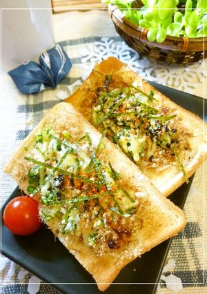 鰹節×葱の和風トースト　ほんのり蕎麦風味-レシピのメイン写真