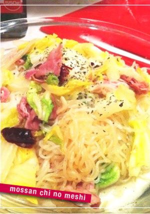 白菜＋しらたき＋ハムのペペロンチーノ風-レシピのメイン写真
