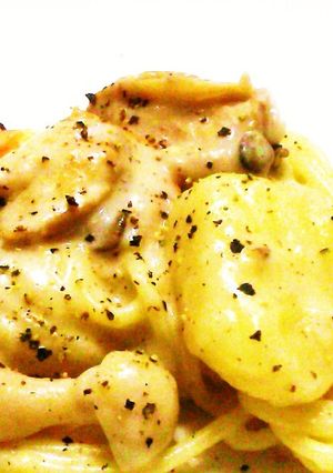 リメイク☆シチューでカルボナーラ風パスタ-レシピのメイン写真