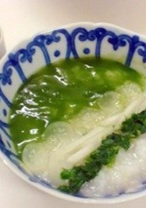 叩いて簡単おもてなし綺麗なグリーン七草粥-レシピのメイン写真