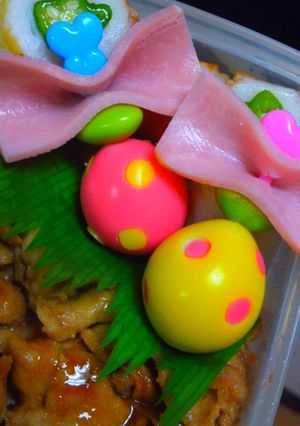 キャラ弁に♪水玉鶉の卵リボン付き-レシピのメイン写真