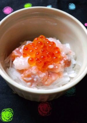 ちまみ☆サーモン・甘えびの塩麹和え-レシピのメイン写真