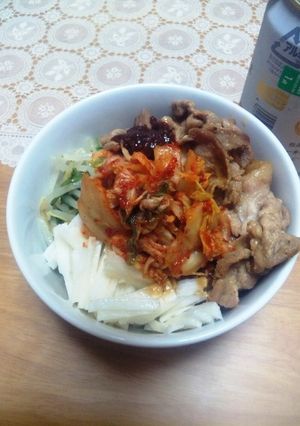 長芋♡しょうが焼きビビンバ風丼-レシピのメイン写真