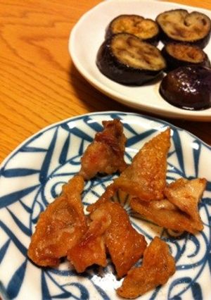 鶏皮焼くならついでにナスも♪速攻２品！-レシピのメイン写真