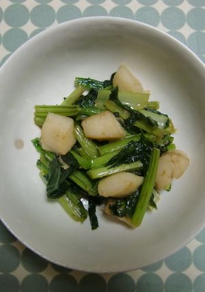 小松菜とホタテの炒め物♪-レシピのメイン写真