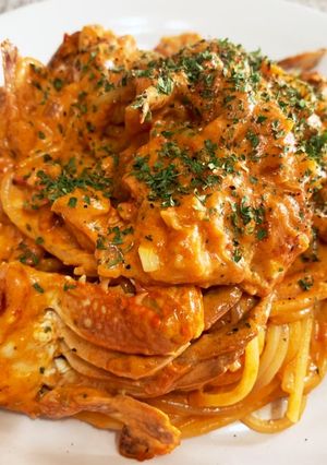 お店の味♪渡りガニのトマトクリームパスタ-レシピのメイン写真