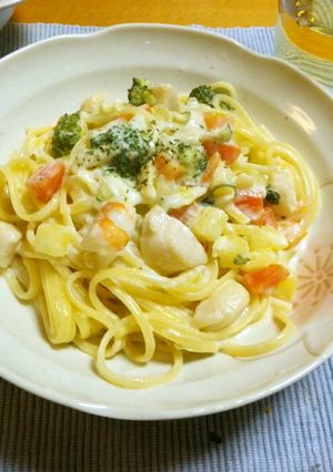 エビと帆立、具沢山野菜のクリームパスタ★-レシピのメイン写真