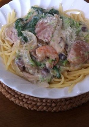 菜の花入り ホワイトソースパスタ-レシピのメイン写真